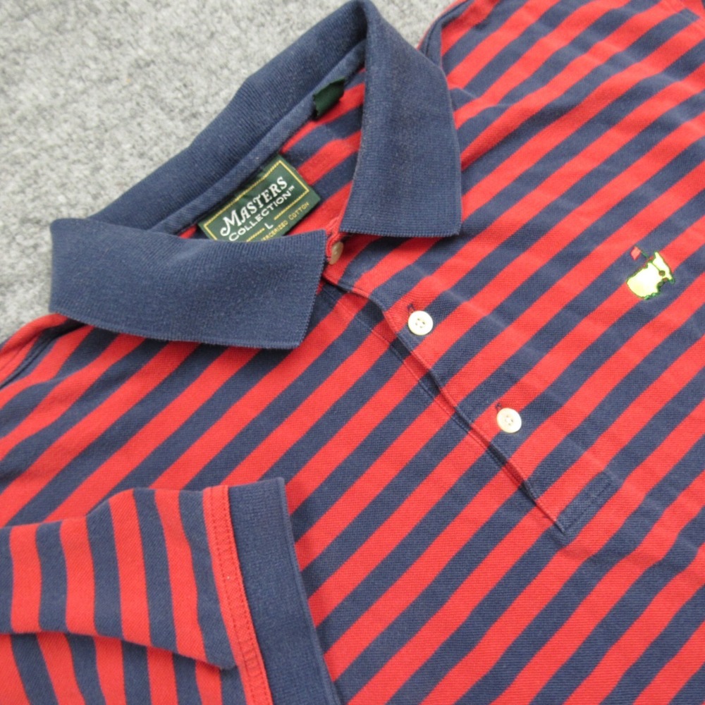 Vintage Masters Collection Shirt Mens Large Golf‎ Polo Red Blue Striped